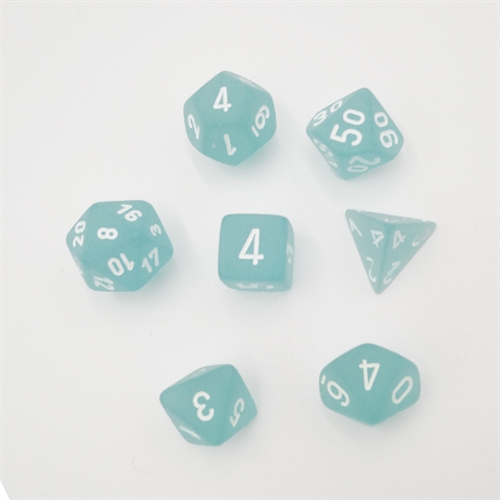 Frosted Teal White - Polyhedral Rollespils Terning Sæt - Chessex